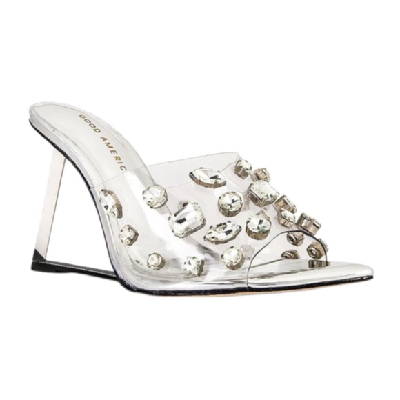 silver Good American jeweled wedge heel | glass slipper | slip on - Picture 8 of 8